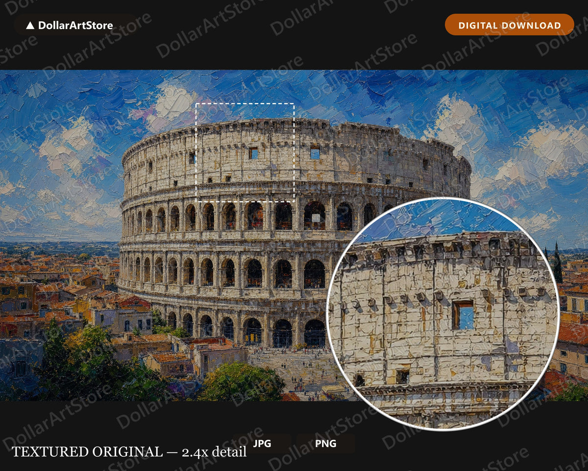 Colosseum Rome Frame TV Art, Textured Landscape Samsung Frame TV Digital Download 4K