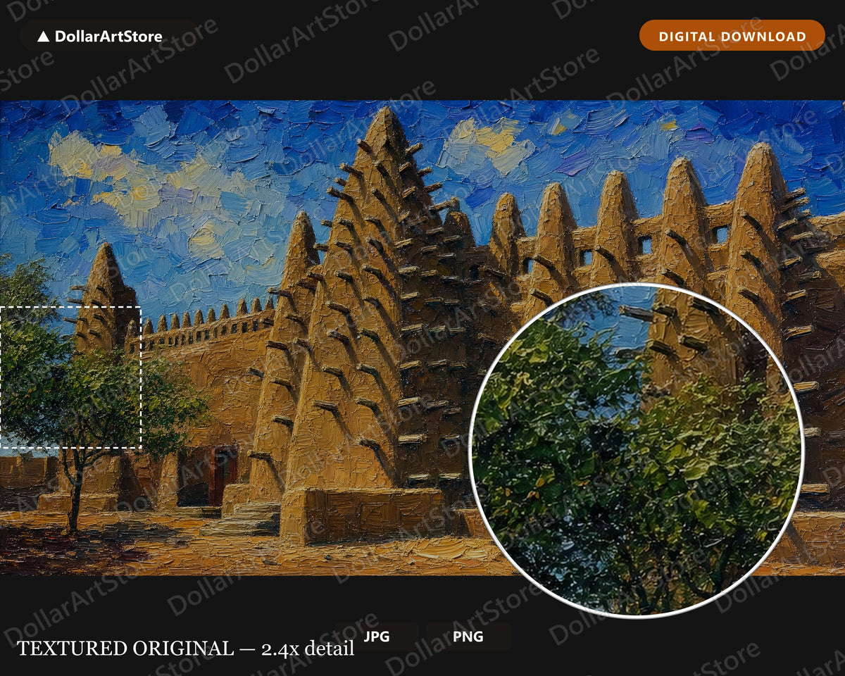 Earthy African Architecture Frame TV Art, Samsung Frame TV Digital Download, 4K Textured Scenery