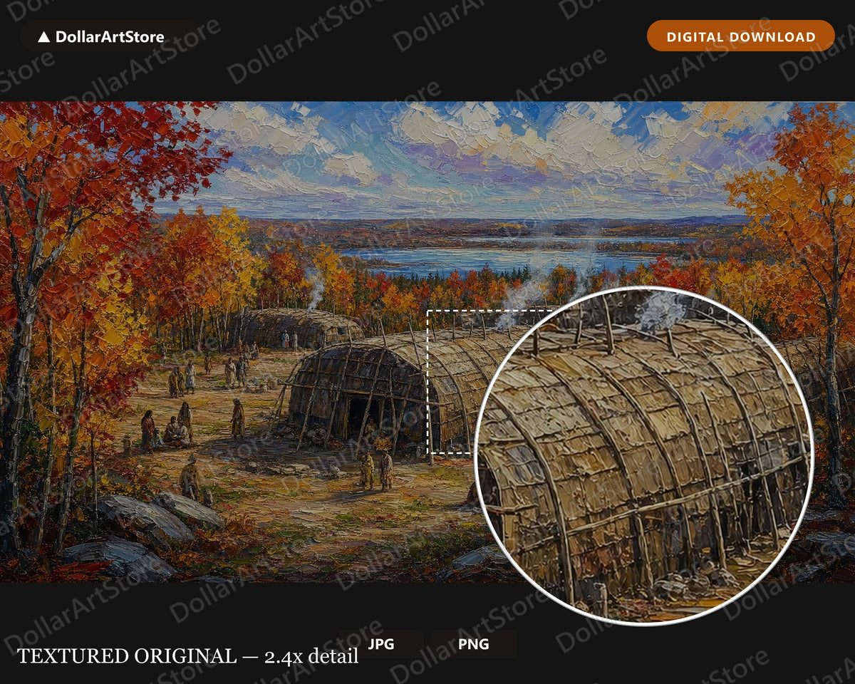 Cozy Autumn Landscape Frame TV Art, Indigenous Settlement, Samsung Frame TV Digital Download, 4K Scenery