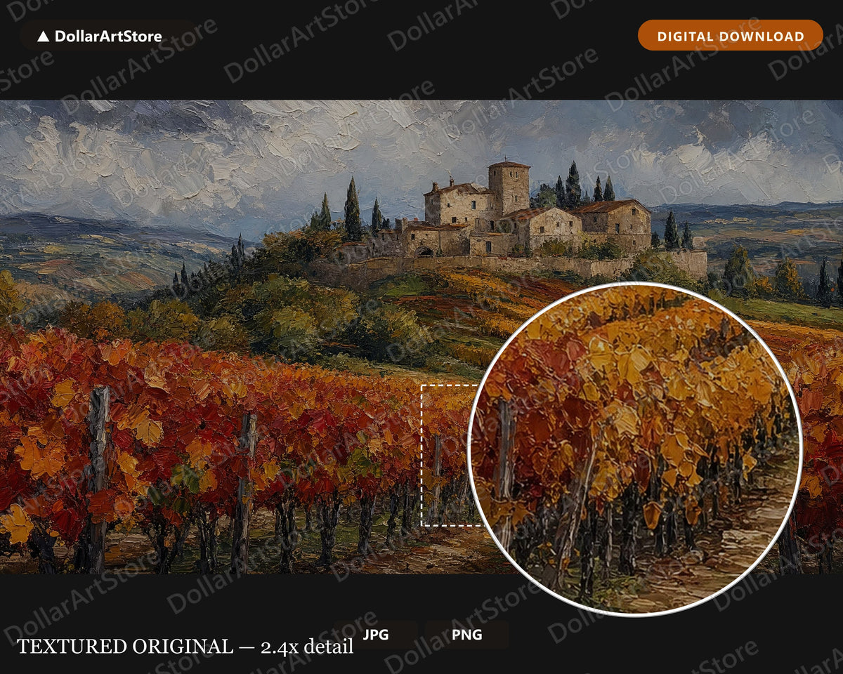 Cozy Tuscan Vineyard Frame TV Art, Samsung Frame Digital Download, 4K Autumn Landscape Screensaver