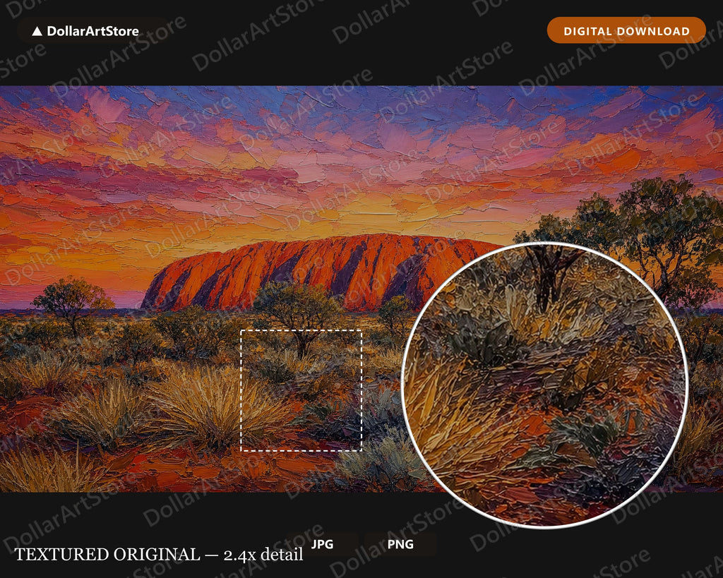 Uluru Sunset Frame TV Art, Cozy Desert Landscape Samsung Frame TV Digital Download 4K