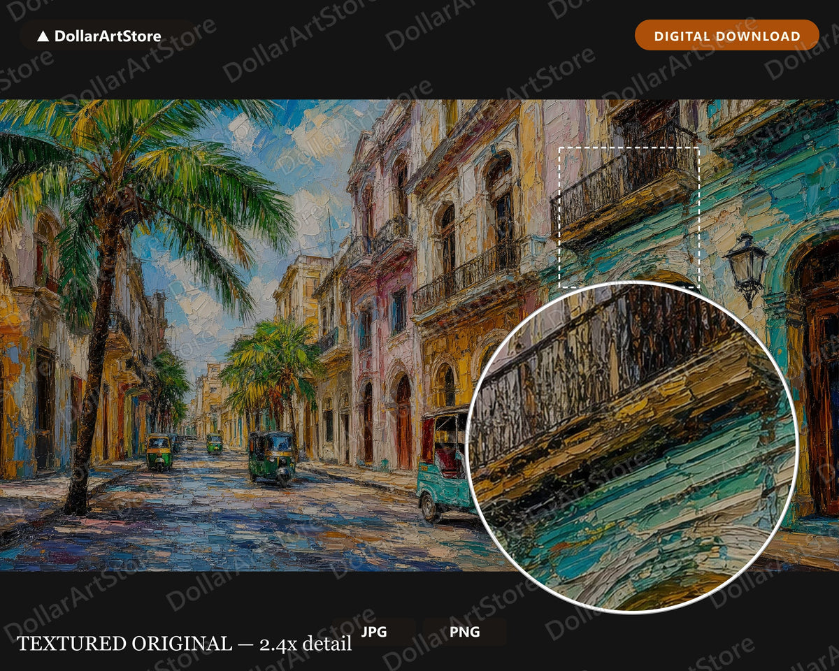Cozy Tropical Frame TV Art, Samsung Frame TV Digital Download, 4K Colonial Street Scenery