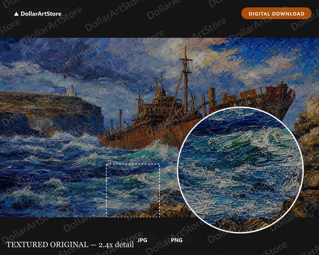 Famous South African Shipwreck Textured Frame TV Art 