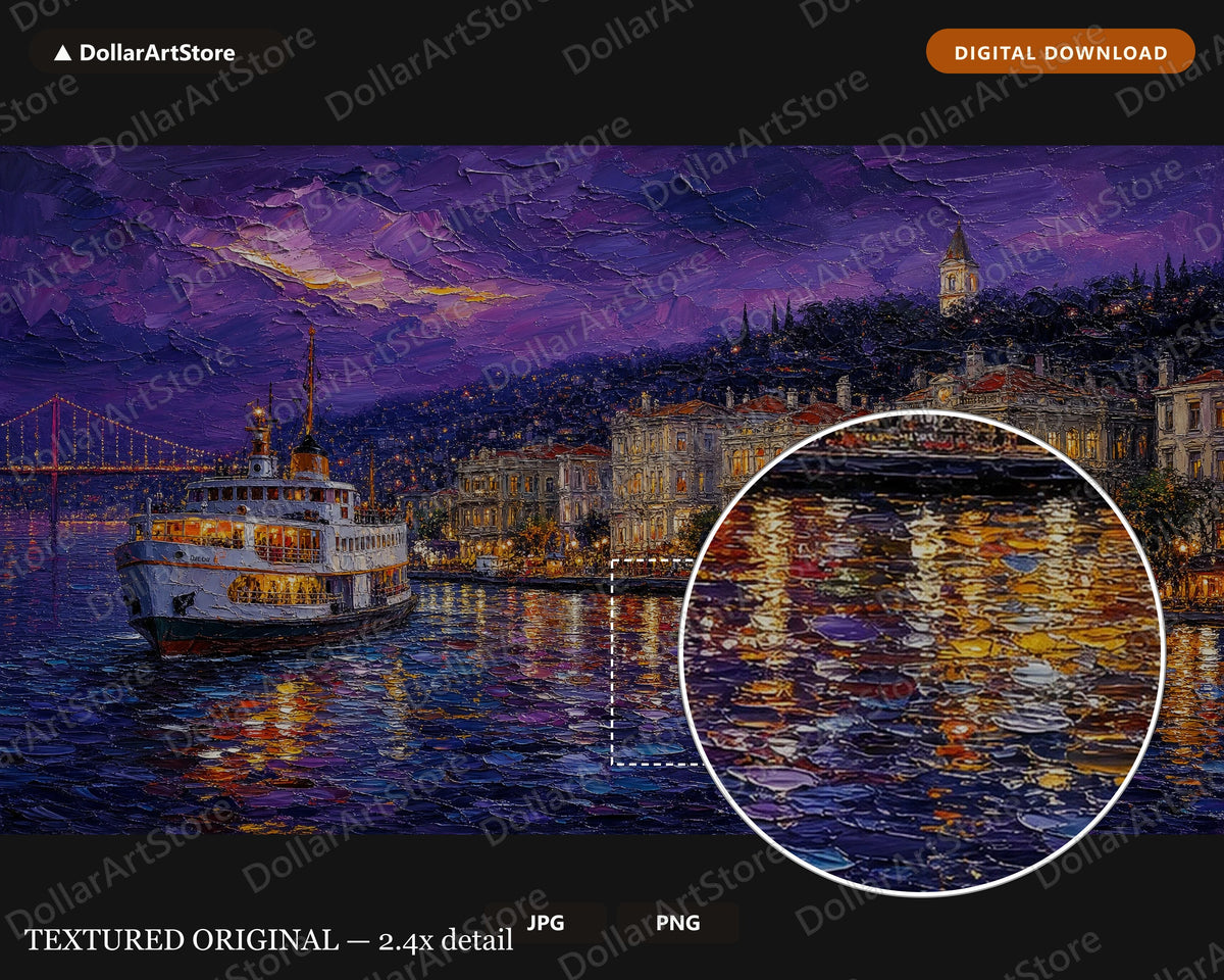Cozy Istanbul Frame TV Art, Textured Night Scene Samsung TV Digital Download, 4K Scenic Screensaver
