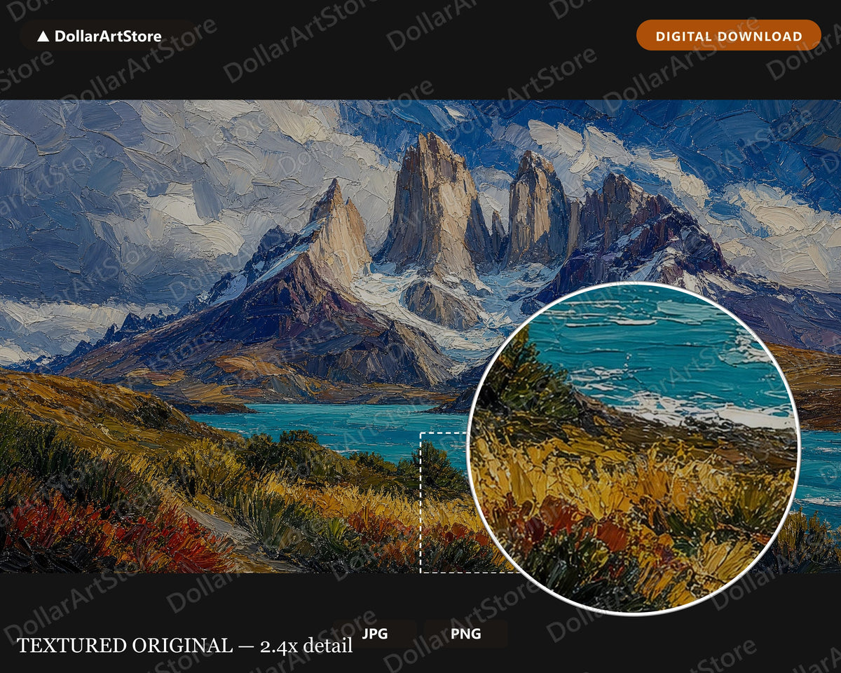 Textured Scenic Mountain Landscape Frame TV Art