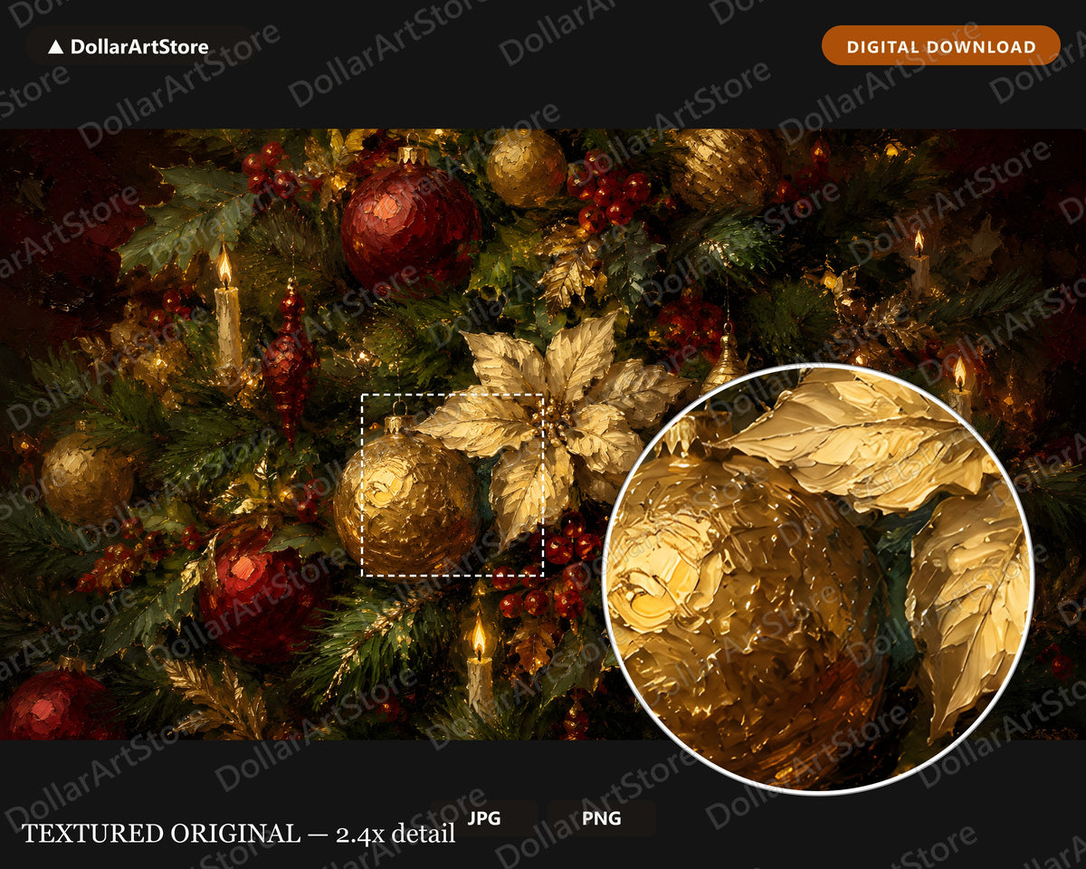 Cozy Holiday Frame TV Art, Christmas Ornaments & Florals