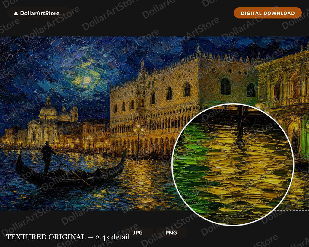 Cozy Venice Grand Canal Night Frame TV Art, Samsung Frame TV Digital Download, 4K Textured