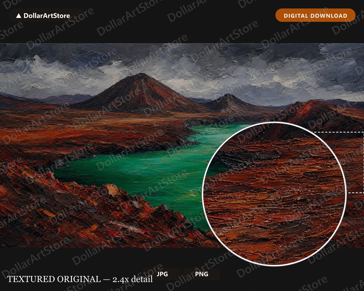 Volcanic Landscape Frame TV Art, Emerald Lake Scenery 4K Samsung Frame TV Digital Download