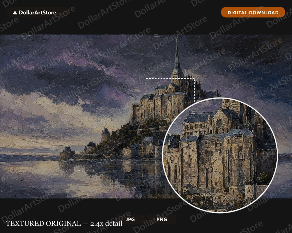 Moody Medieval Castle Frame TV Art, Textured European Landscape 4K Samsung TV Screensaver