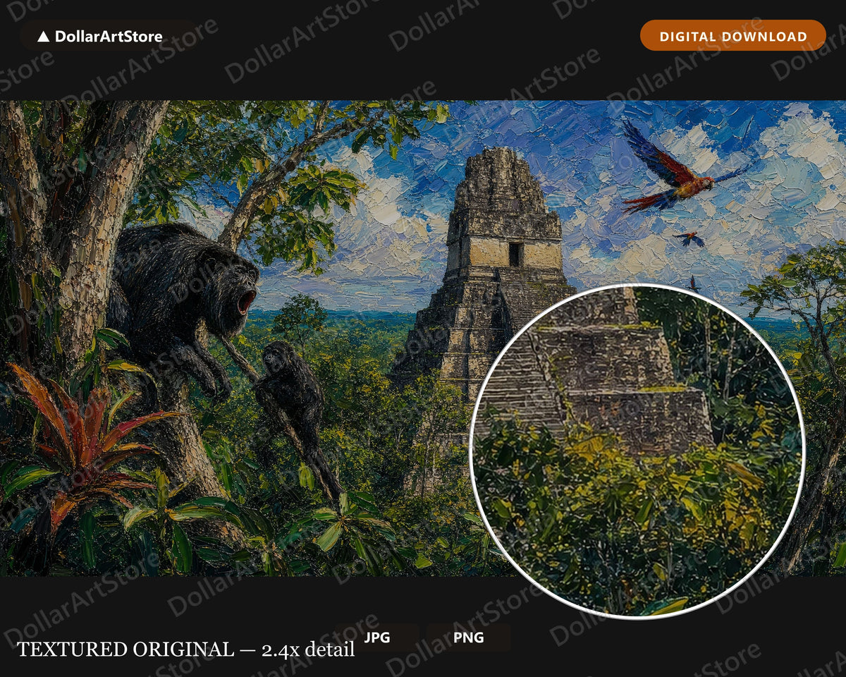 Mayan Temple Jungle Ruins Textured Scenery Frame TV Art