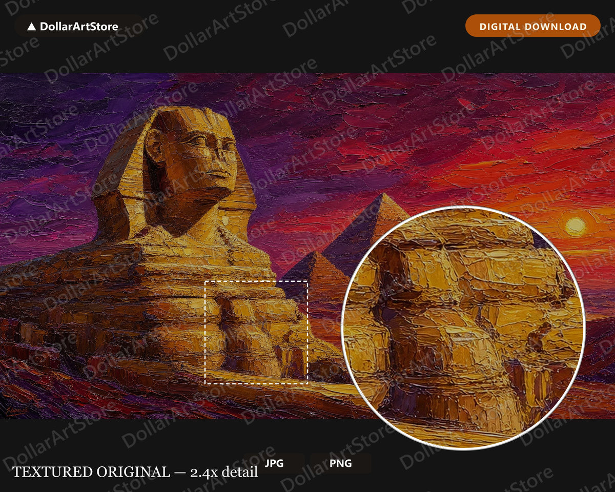 Cozy Egypt Sphinx Frame TV Art, Samsung Frame TV Digital Download, 4K Textured Landscape
