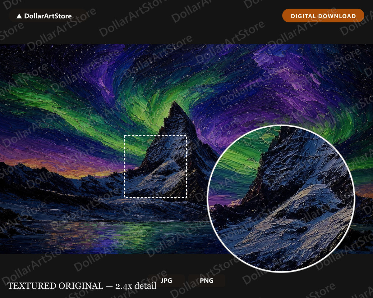 Arctic Mountain Aurora Frame TV Art, Northern Lights Samsung Frame TV Digital Download 4K