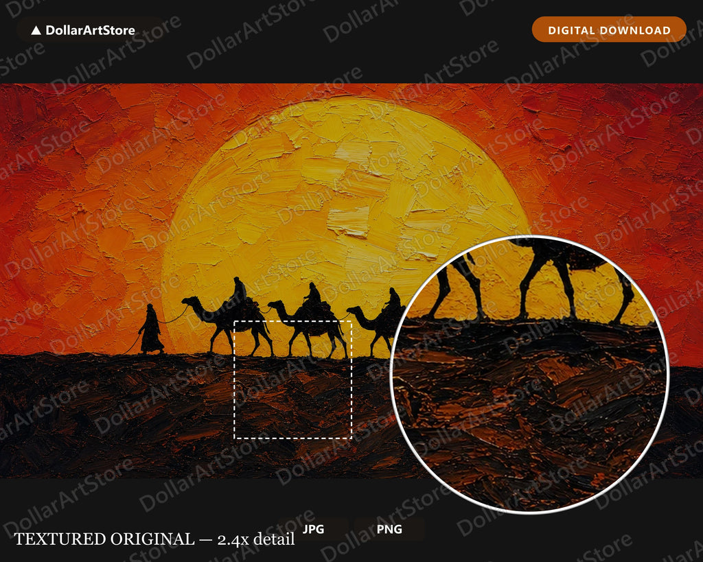 Cozy Desert Caravan Frame TV Art, Samsung Frame TV Digital Download, 4K Textured Landscape Screensaver