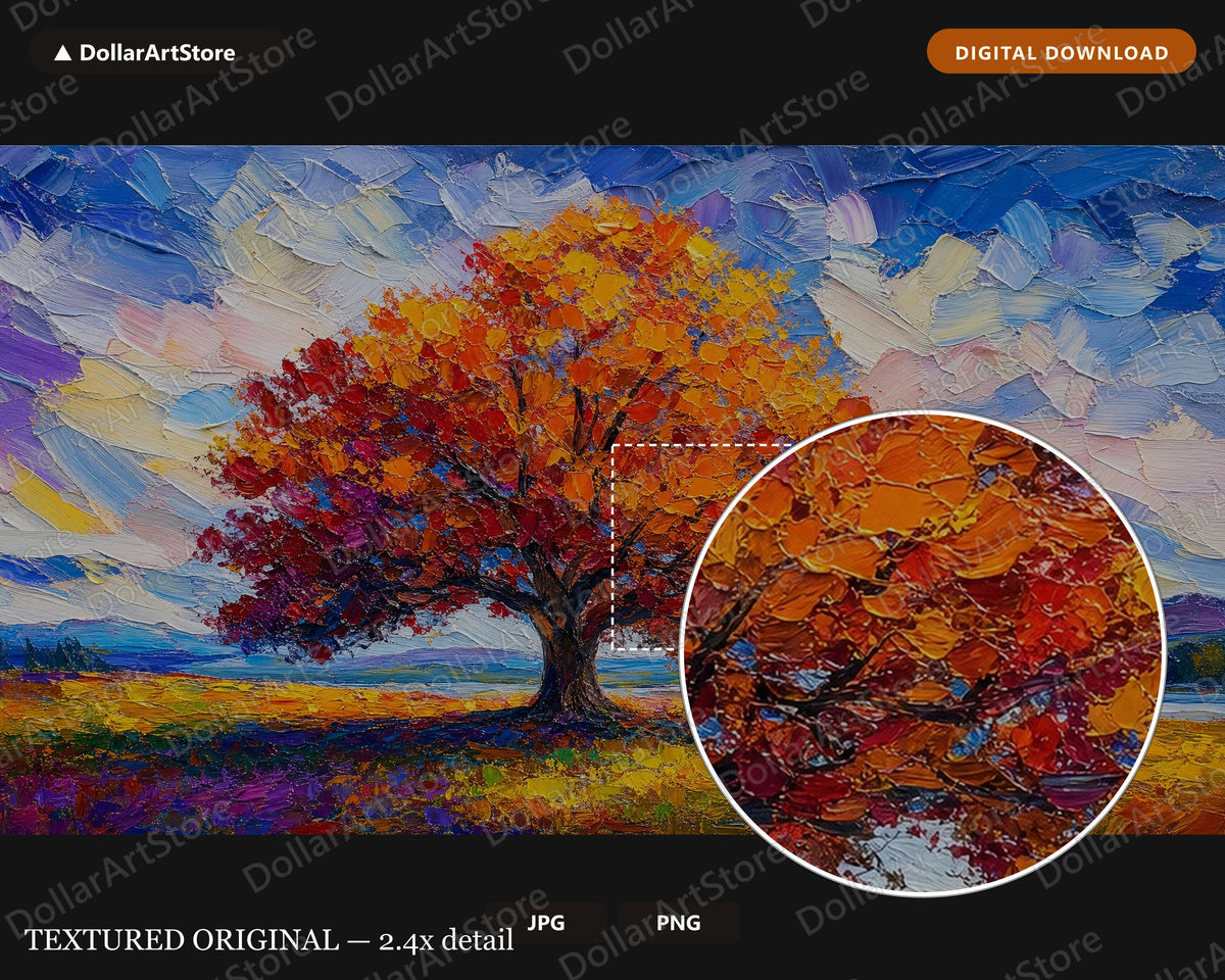 Colorful Tree Landscape Frame TV Art, Samsung Frame TV 4K Digital Download, Textured Scenery Art