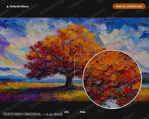 Colorful Tree Landscape Frame TV Art, Samsung Frame TV 4K Digital Download, Textured Scenery Art