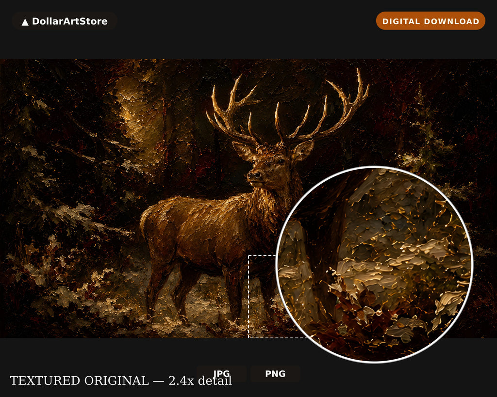 Dark Moody Stag Frame TV Art, Samsung Frame TV Digital Download, Rustic Deer Screensaver 4K