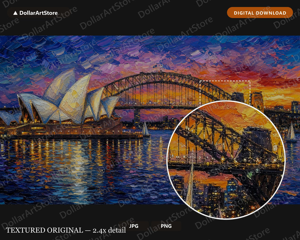 Sydney Harbour Textured Frame TV Art, Samsung Frame TV Digital Download, 4K Scenic Screensaver