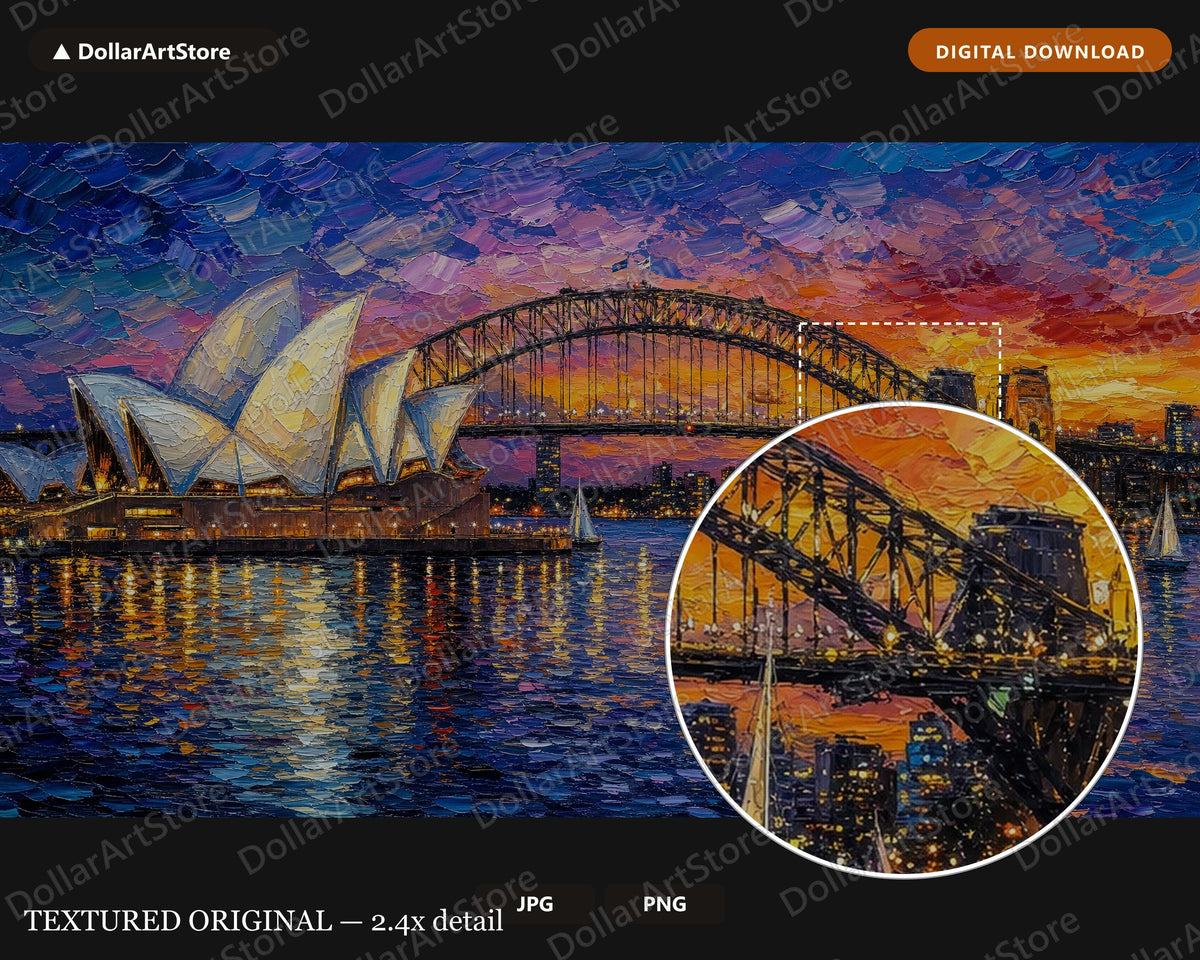 Sydney Harbour Textured Frame TV Art, Samsung Frame TV Digital Download, 4K Scenic Screensaver
