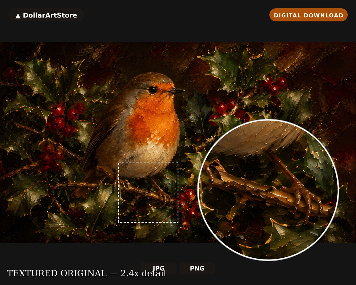 Cozy Robin Frame TV Art, Samsung Frame TV Digital Download, 4K Textured Holiday Screensaver