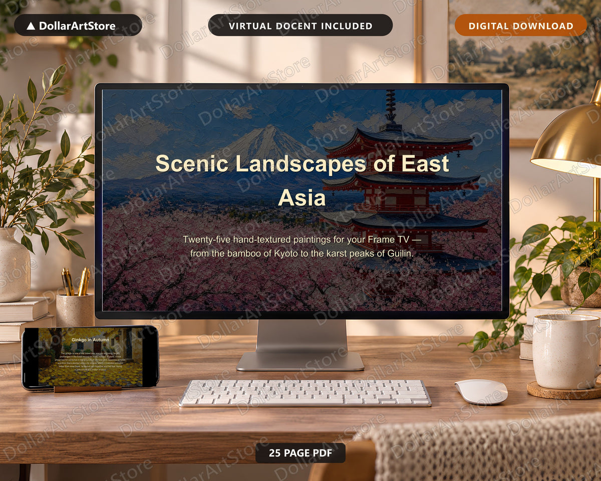 25 Cozy Scenery Frame TV Art Bundle, Samsung Frame TV Digital Download, 4K Textured Landscape Screensaver