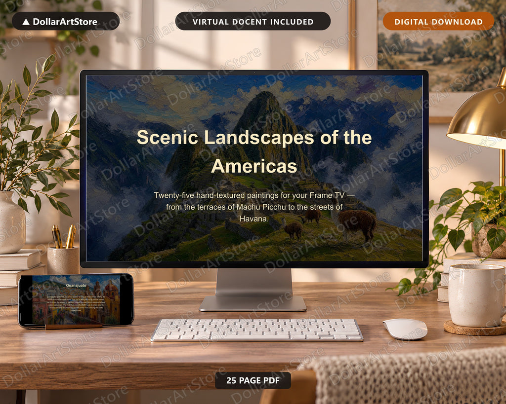 25 Cozy Scenery Frame TV Art Bundle, Samsung Frame TV Digital Download, 4K Textured Landscape Screensaver