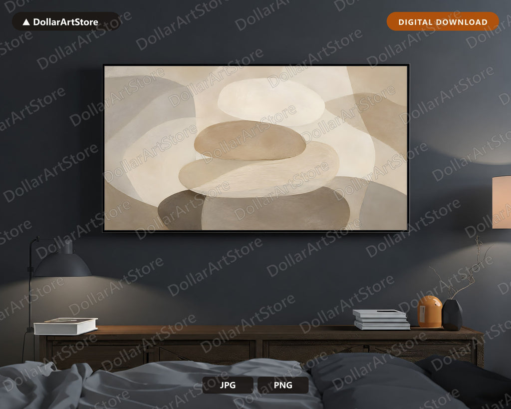 Neutral Abstract Frame TV Art, Samsung Frame TV Digital Download, 4K Organic Shapes Screensaver