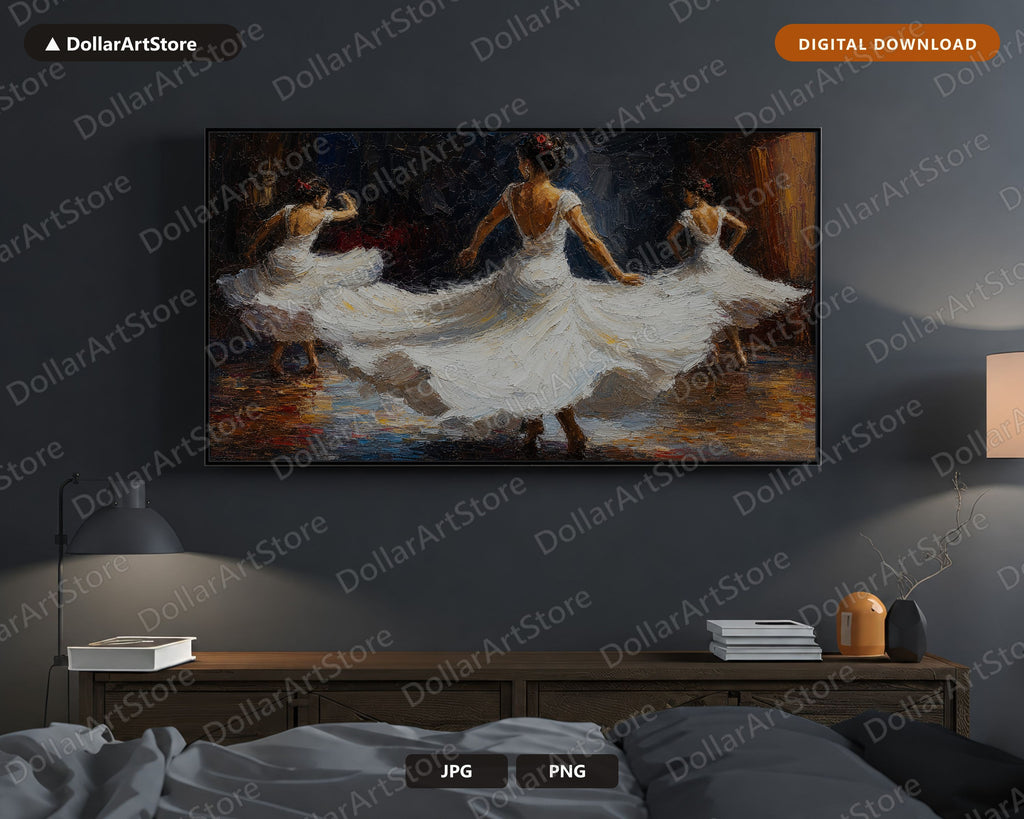 Cozy Classical Dance Frame TV Art, Textured Earthy Figures Samsung Frame Digital Download 4K