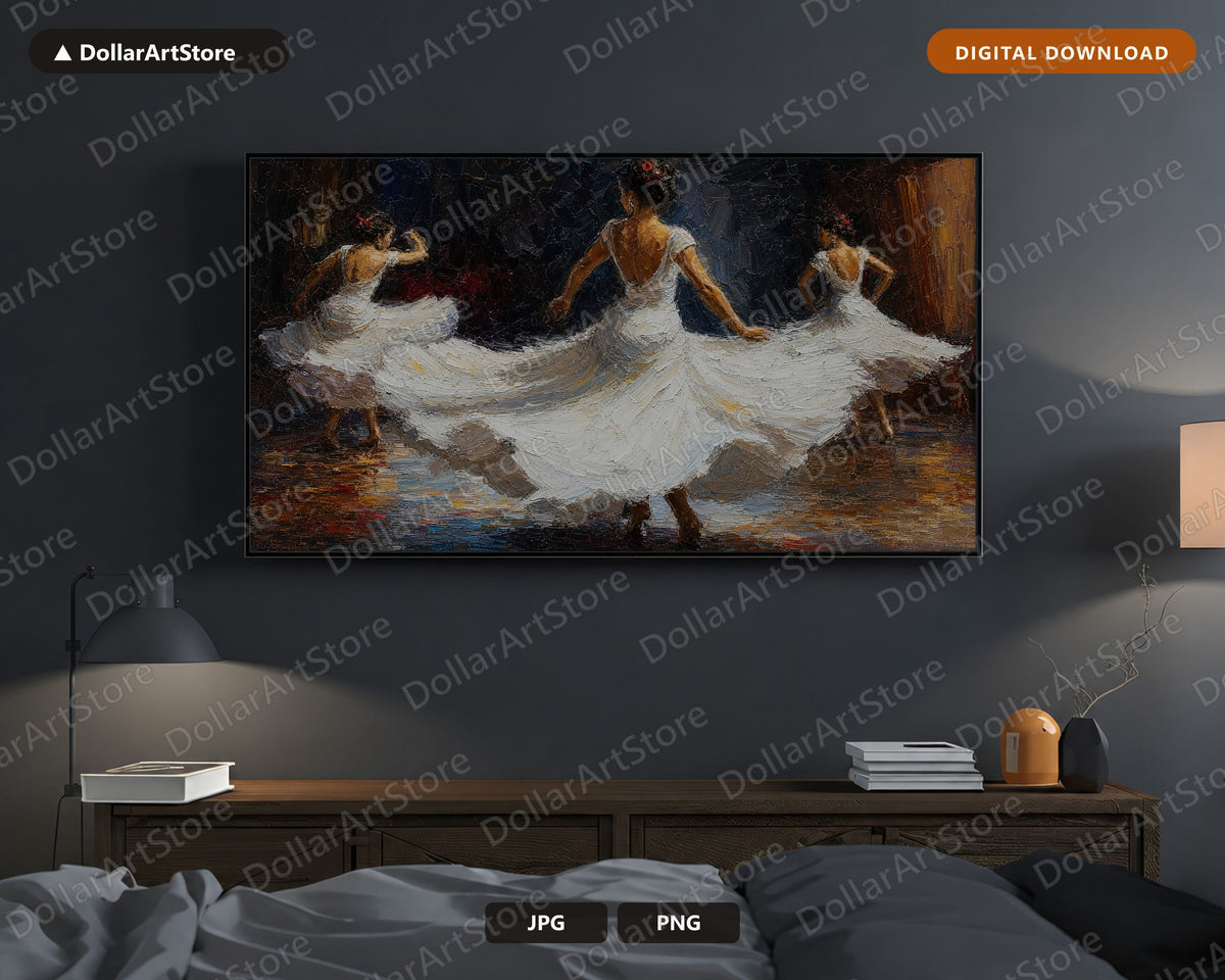 Cozy Classical Dance Frame TV Art, Textured Earthy Figures Samsung Frame Digital Download 4K