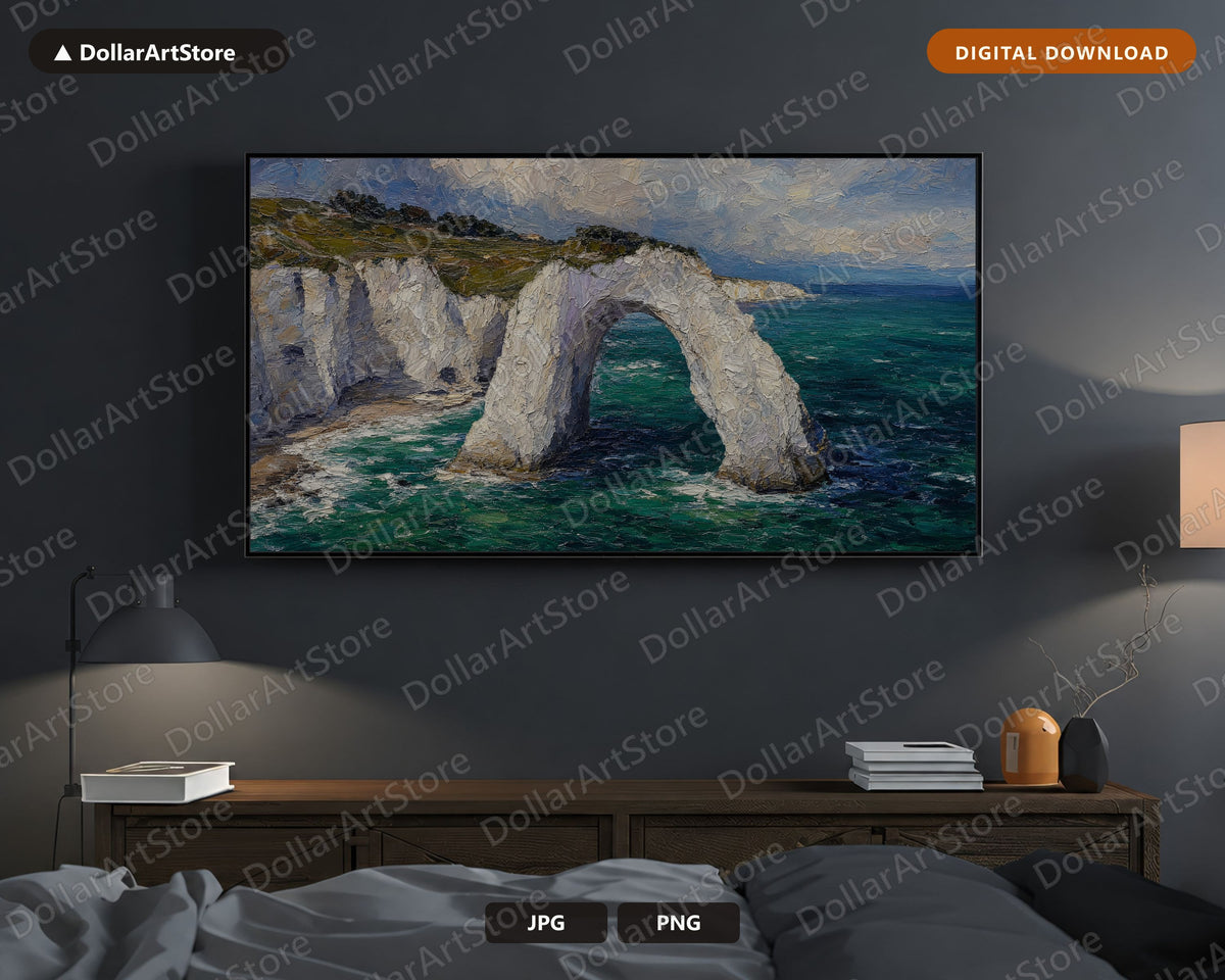 Cozy Coastal Scenery Frame TV Art, Samsung Frame TV Digital Download, 4K Textured Landscape