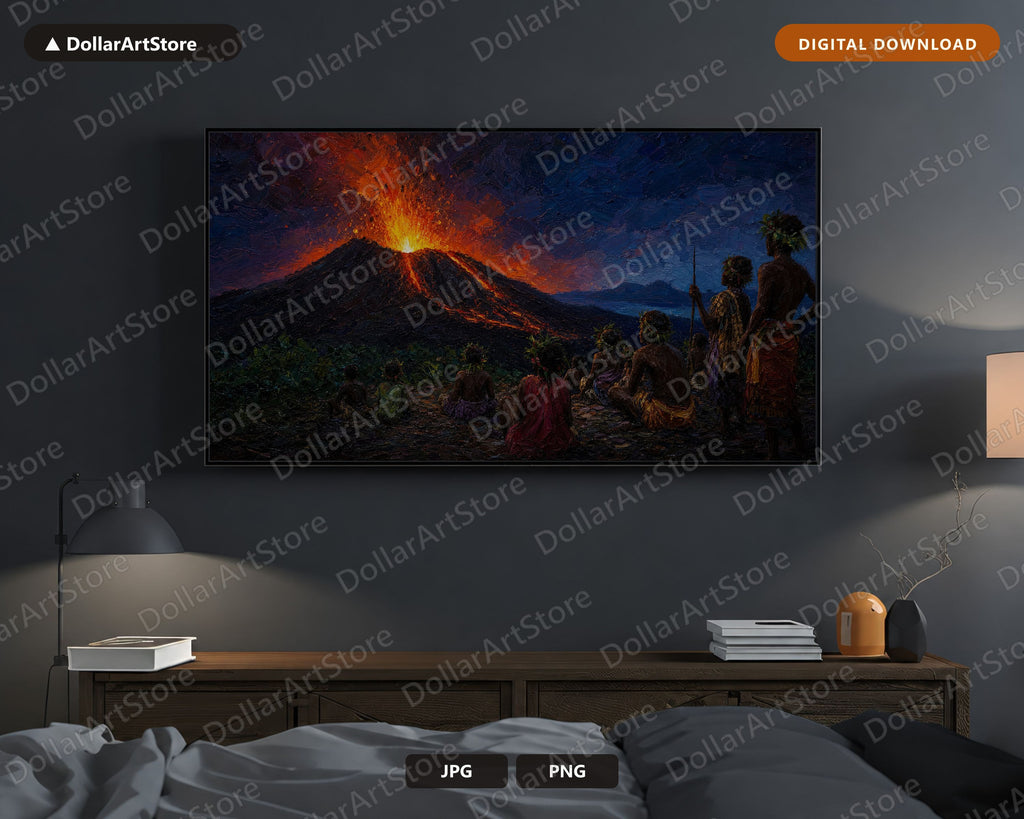 Volcanic Eruption Frame TV Art, Samsung Frame TV Digital Download, 4K Dark Scenery Screensaver