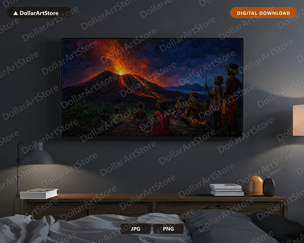 Volcanic Eruption Frame TV Art, Samsung Frame TV Digital Download, 4K Dark Scenery Screensaver