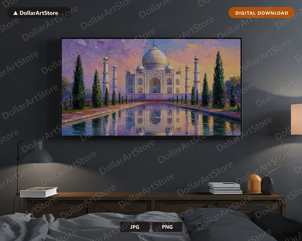 Cozy Taj Mahal Frame TV Art, Samsung Frame TV Digital Download, 4K Textured Scenery