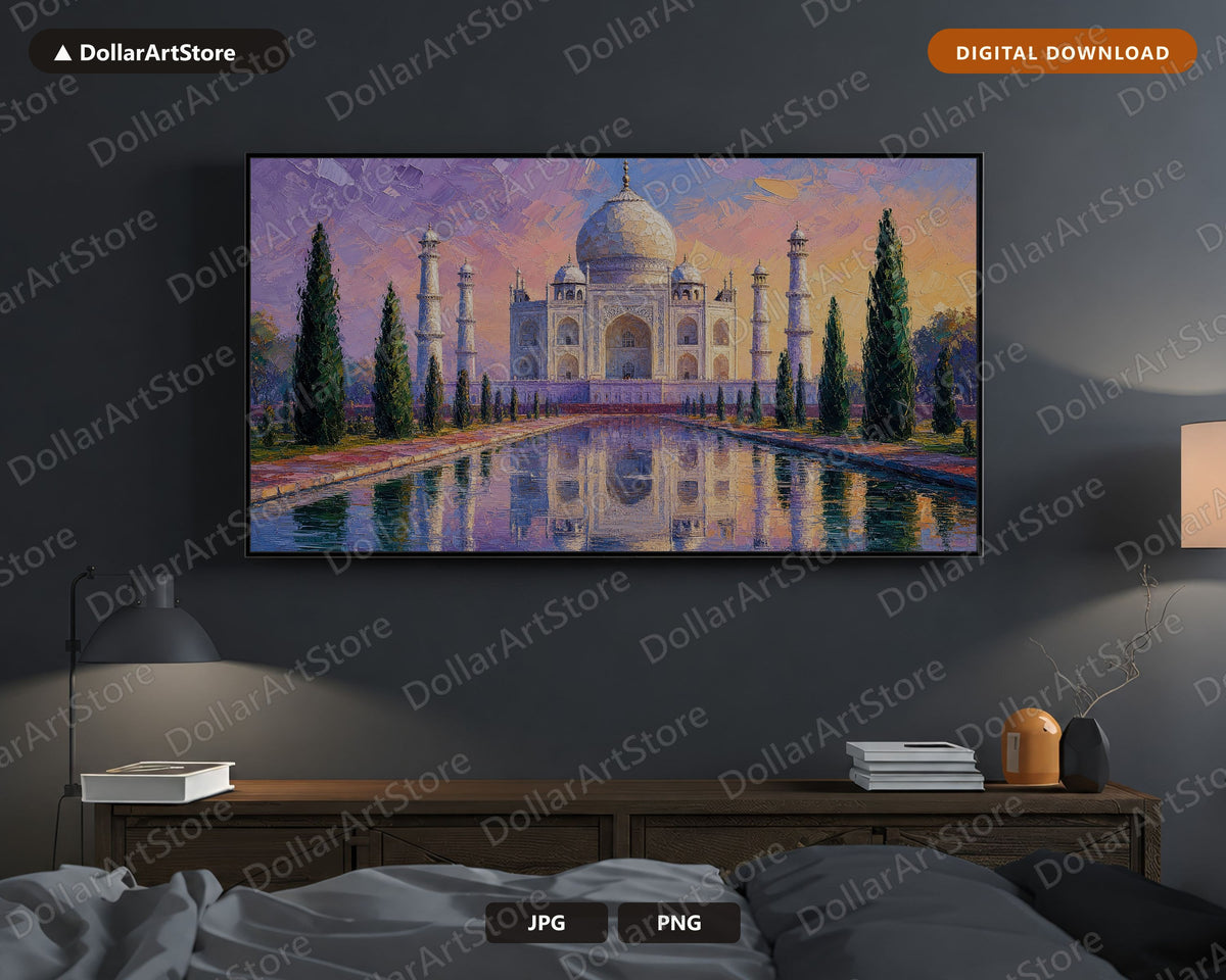 Cozy Taj Mahal Frame TV Art, Samsung Frame TV Digital Download, 4K Textured Scenery
