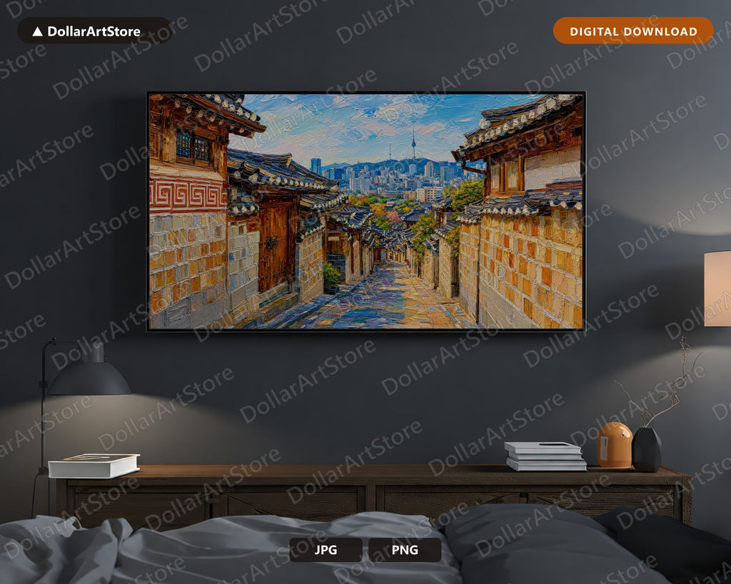 Cozy East Asia Scenery Frame TV Art, Samsung Frame Digital Download, 4K Textured Architectural TV Screensaver