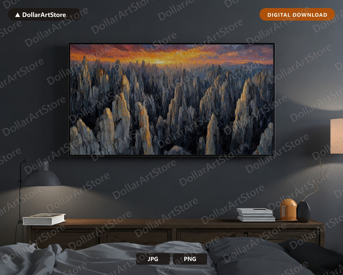 Cozy Earthy Landscape Frame TV Art, Samsung Frame Digital Download, 4K Textured Scenery