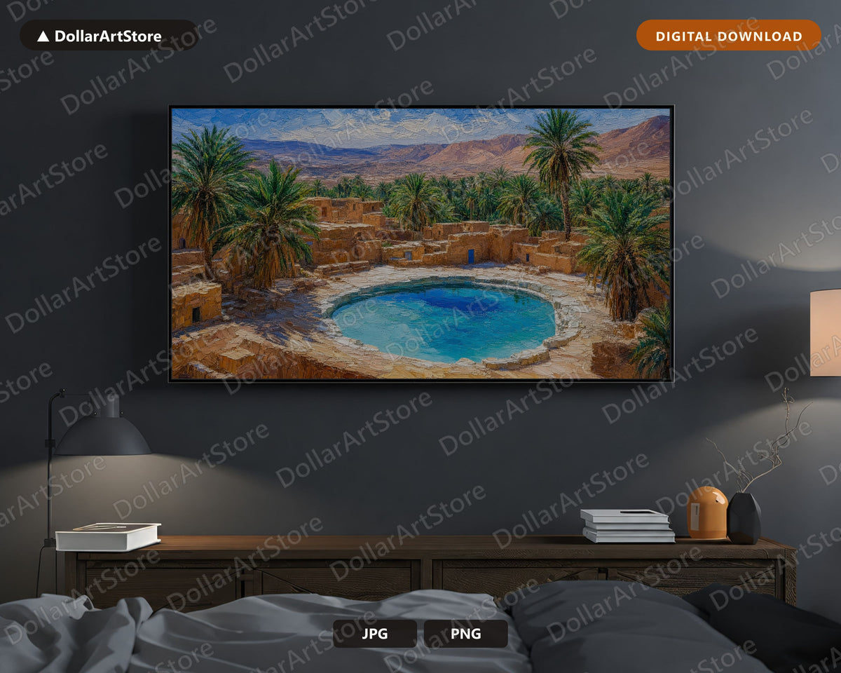 Cozy Desert Oasis Frame TV Art, Middle East Landscape, Samsung Frame TV Digital Download, 4K Screensaver