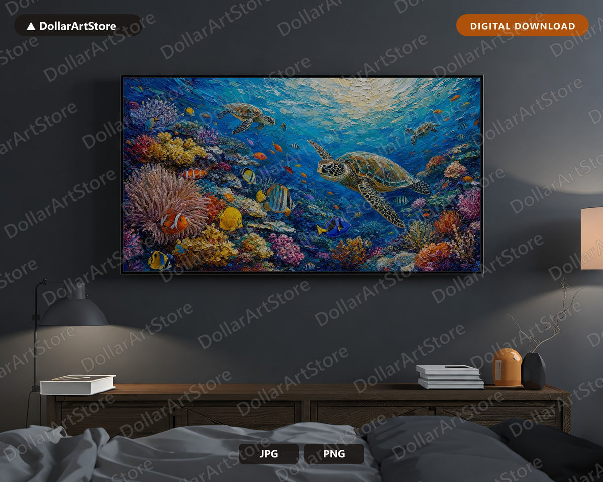 Cozy Tropical Reef Frame TV Art, Samsung Frame TV Digital Download, 4K Coral Underwater Screensaver