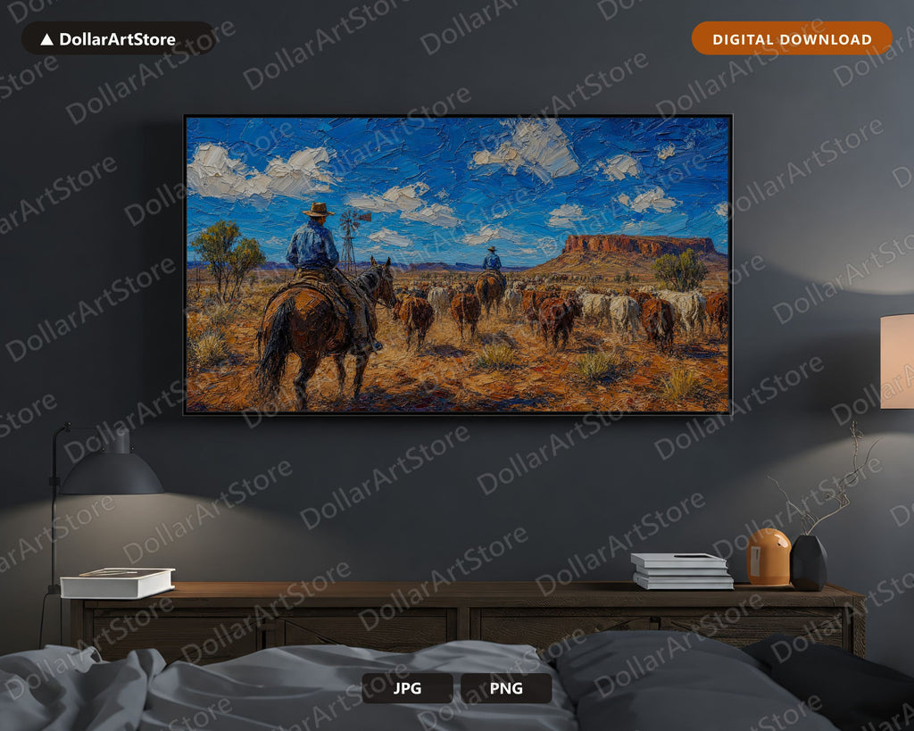 Cozy Outback Station Frame TV Art, Samsung Frame TV Digital Download, 4K Textured Landscape Screensaver