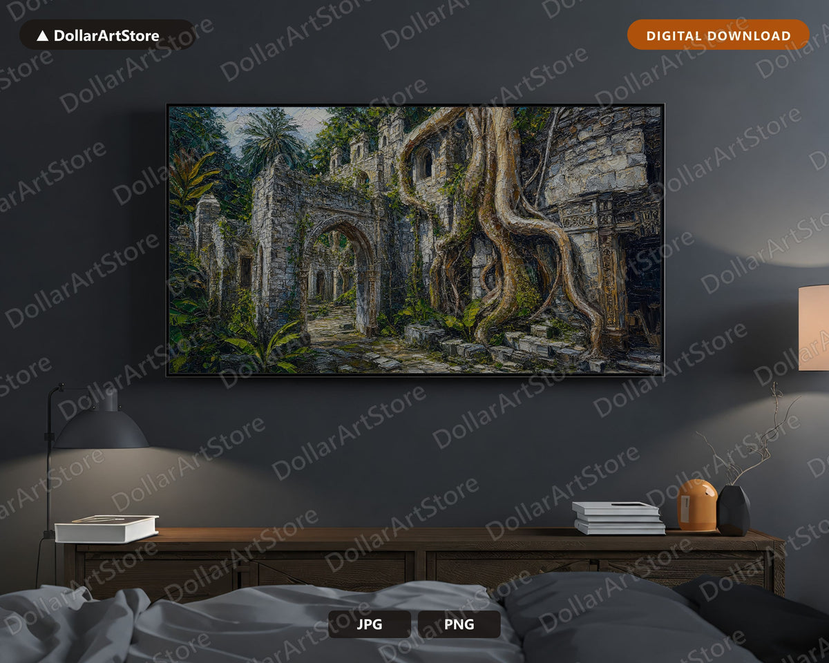 Cozy Earthy Ruins Frame TV Art, Samsung Frame TV Digital Download, 4K Textured Scenery