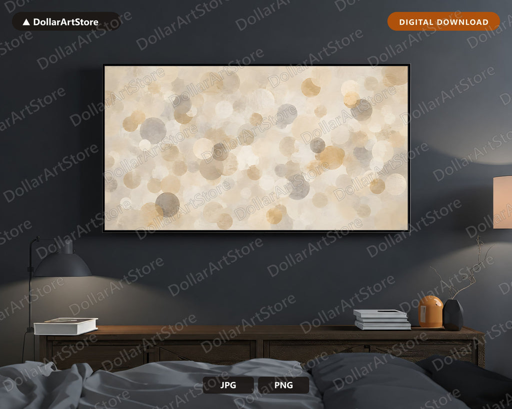 Neutral Abstract Circle Frame TV Art, Samsung Frame TV Digital Download, 4K Screensaver