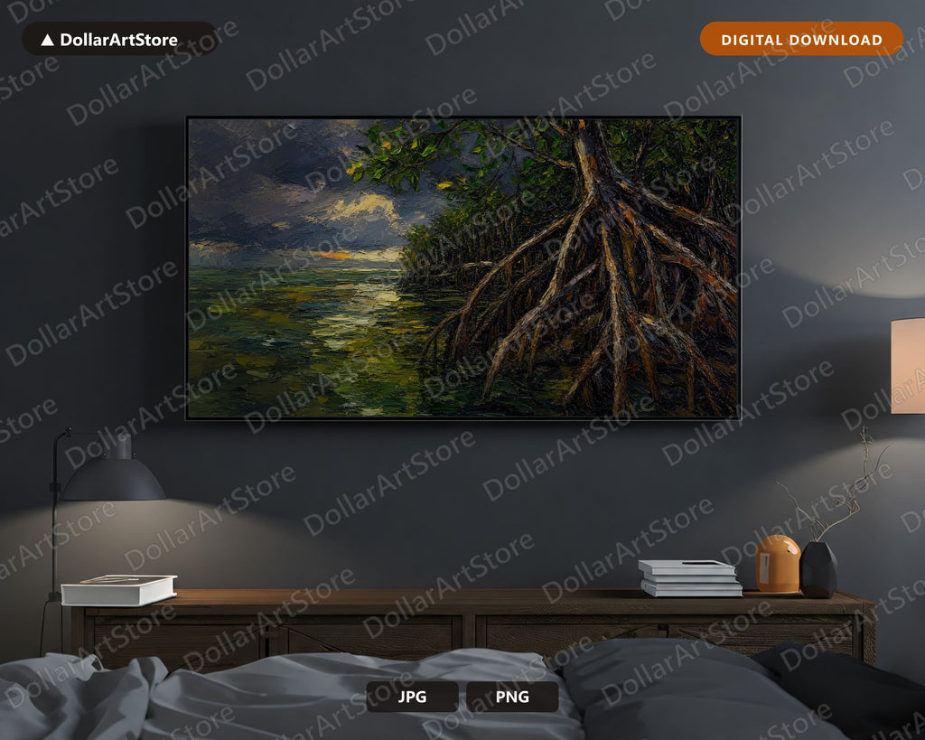 Cozy Mangrove Forest Frame TV Art, Samsung Frame TV Digital Download, Earthy Textured Scenery