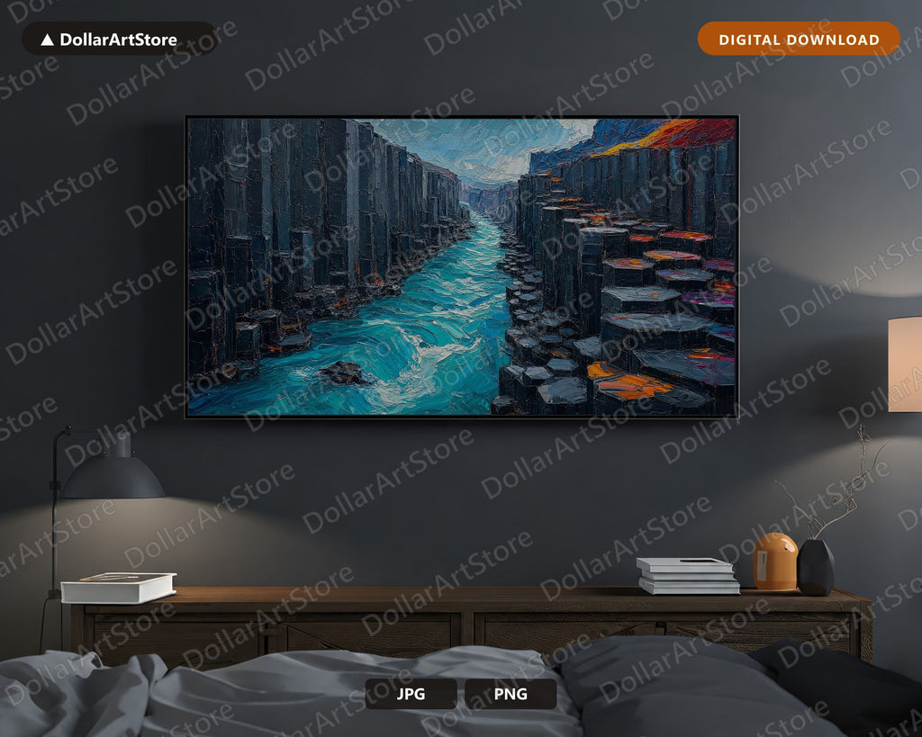 Arctic Canyon Frame TV Art, Turquoise Waters Landscape, Samsung Frame TV Digital Download 4K