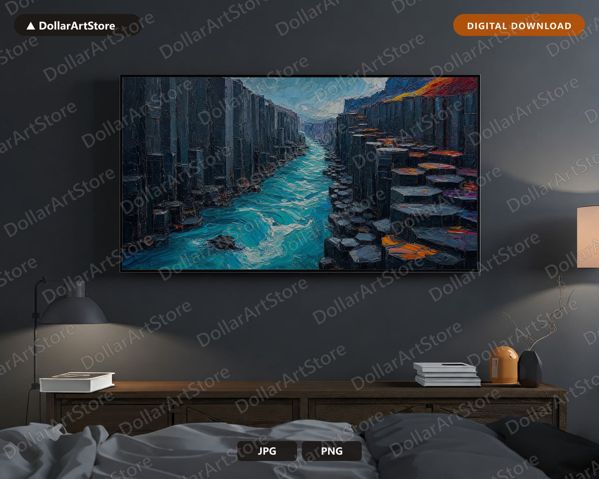 Arctic Canyon Frame TV Art, Turquoise Waters Landscape, Samsung Frame TV Digital Download 4K
