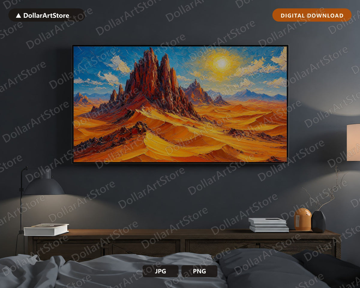 Cozy Desert Landscape Frame TV Art, Textured Middle East Scenery, Samsung Frame TV 4K Digital Download