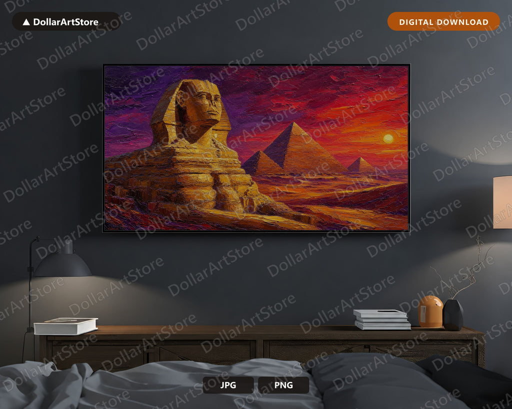 Cozy Egypt Sphinx Frame TV Art, Samsung Frame TV Digital Download, 4K Textured Landscape