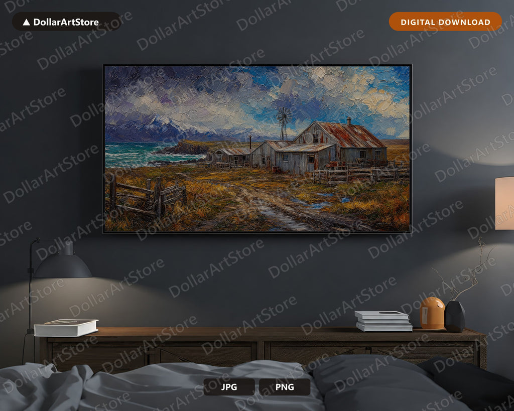Cozy Rustic Arctic Farmhouse Frame TV Art, Samsung Frame TV Digital Download, 4K Textured Scenery