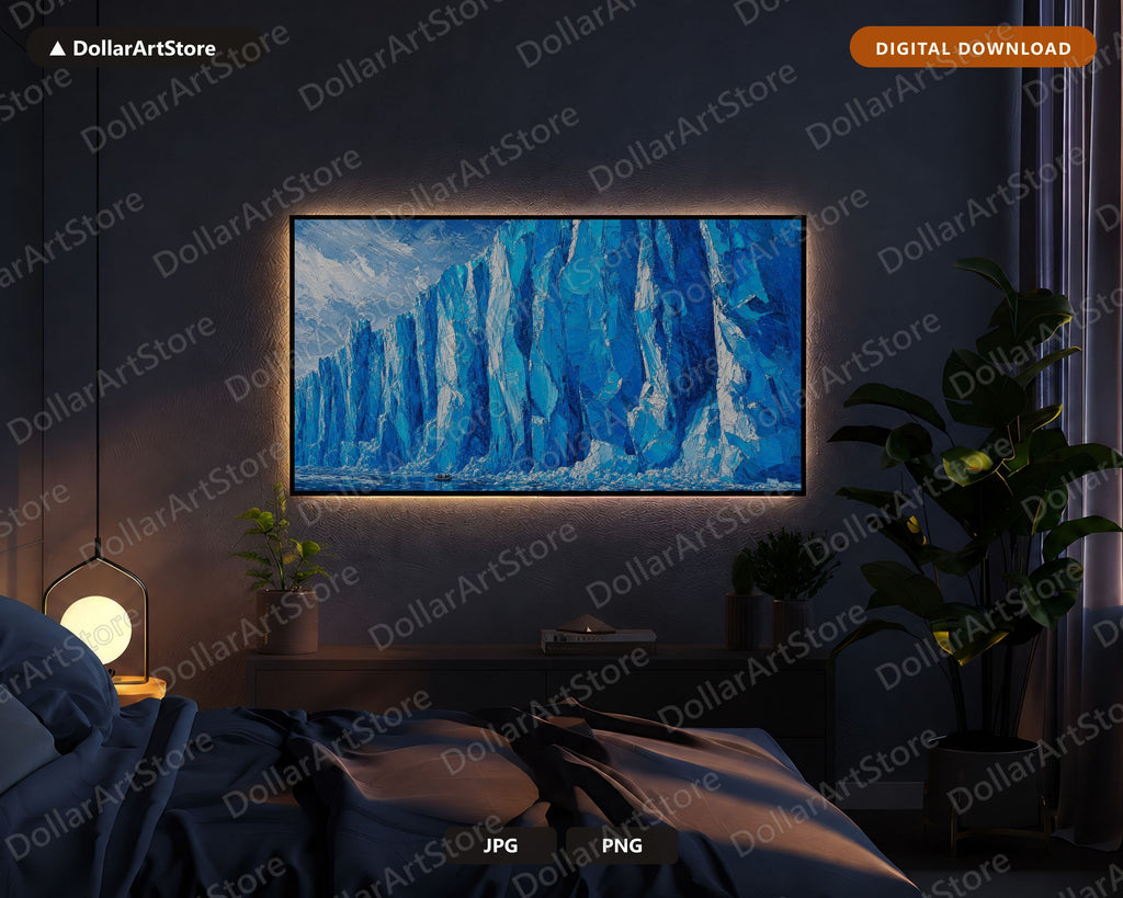 Cozy Arctic Ice Cliffs Frame TV Art, Samsung Frame TV Digital Download, 4K Textured Scenery