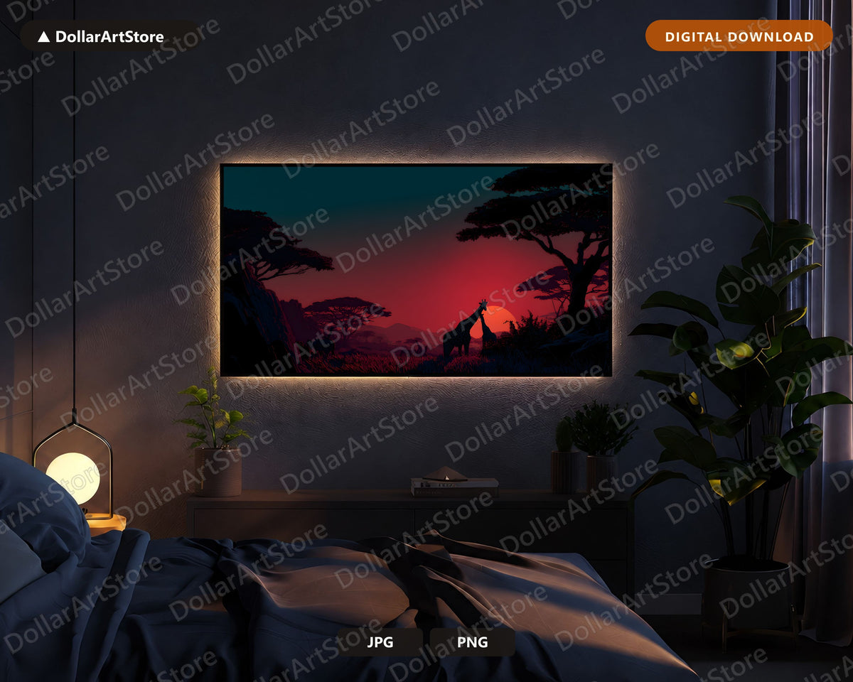 African Savanna Sunset Frame TV Art, Samsung Frame TV Digital Download 4K