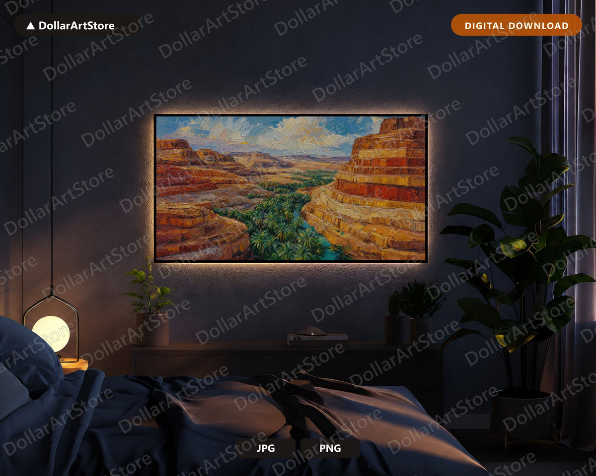 Cozy Earthy Canyon Frame TV Art, Landscape Screensaver for Samsung TV