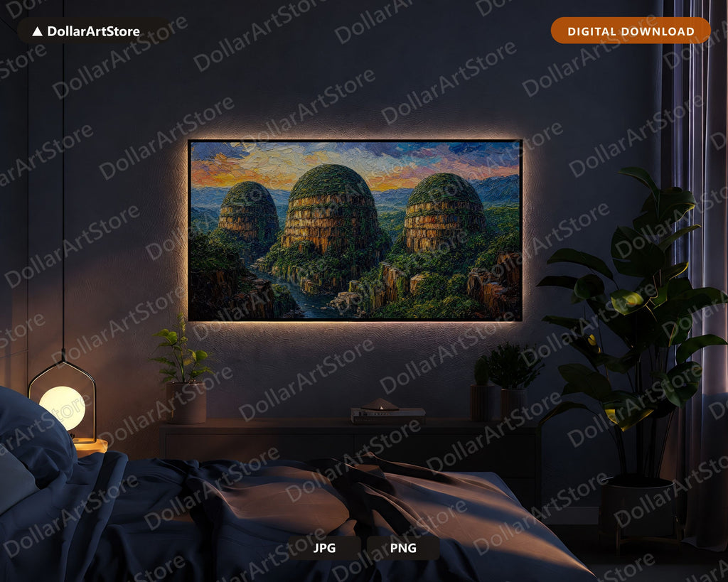 Cozy Textured Landscape Frame TV Art, Samsung Frame TV Digital Download, 4K Nature Scenery